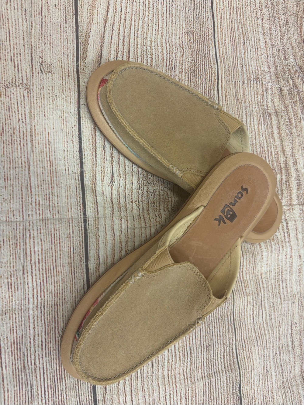 😍 Sanuk Tan Suede Slip-On Casual Mules